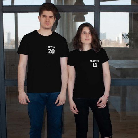 Футболки парні "Better together" персоналізовані, Чорний, Black, англійська BD-f-67 фото