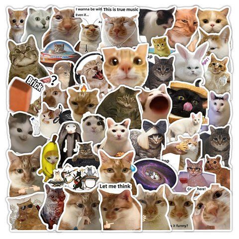 Стікерпак Котики Набір наклейок GeekLand Kitties 56 штук 2881878518 фото