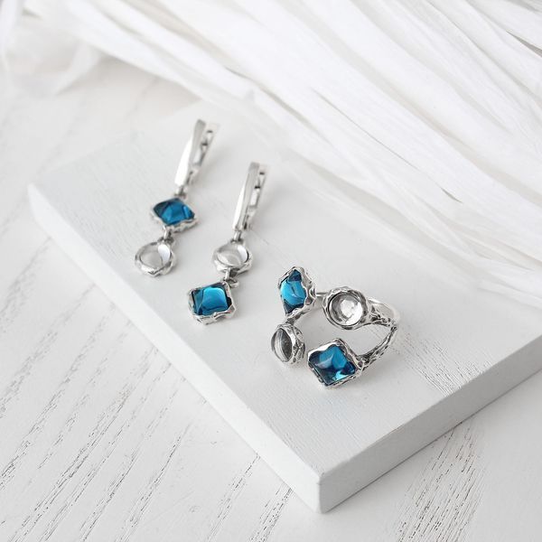 Сережки Ліриди mix Dark Aquamarine 925 70-11104S05-5065s фото