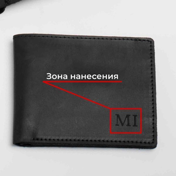 Портмоне черный с тиснением "Инициалы" кожаный персонализированный, Чорний, Black BD-PURSE-03 фото