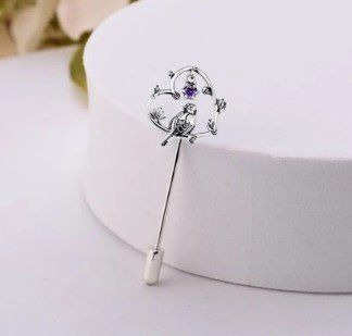 Брошь-игла серебряная Соловейко Amethyst 925 Zirkon 2533969075 фото