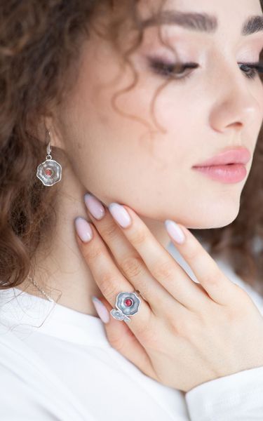 Кільце квітка срібне Мальви Rose 925 Флора 18-18.5 111-11502S07-5094k-185 фото