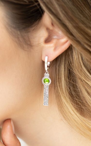 Сережки етнічні срібні з орнаментом Гаївка Erinite 925 153-S23-5145s фото