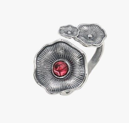 Кільце квітка срібне Мальви Rose 925 Флора 18-18.5 111-11502S07-5094k-185 фото