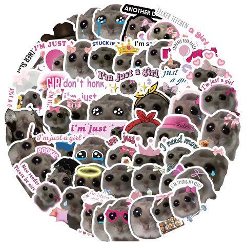 Стікерпак хом'як мем Набір наклейок GeekLand Sad Hamster Meme 50 штук 2881874730 фото