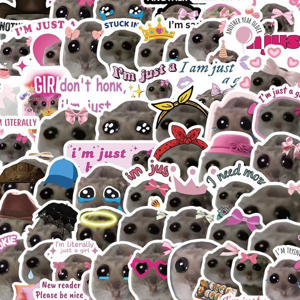 Стікерпак хом'як мем Набір наклейок GeekLand Sad Hamster Meme 50 штук 2881874730 фото