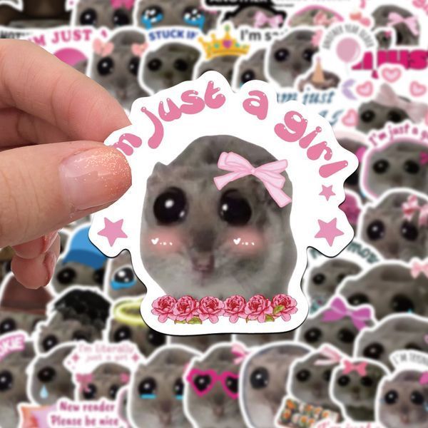 Стікерпак хом'як мем Набір наклейок GeekLand Sad Hamster Meme 50 штук 2881874730 фото