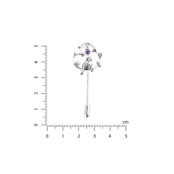 Брошь-игла серебряная Соловейко Amethyst 925 Zirkon 2533969075 фото