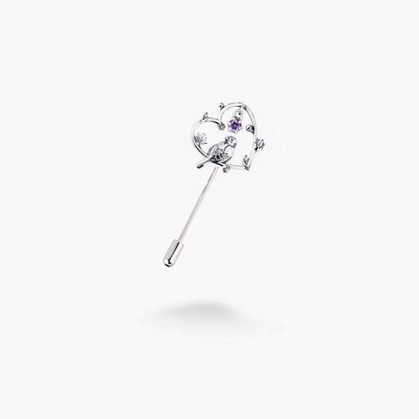 Брошь-игла серебряная Соловейко Amethyst 925 Zirkon 2533969075 фото