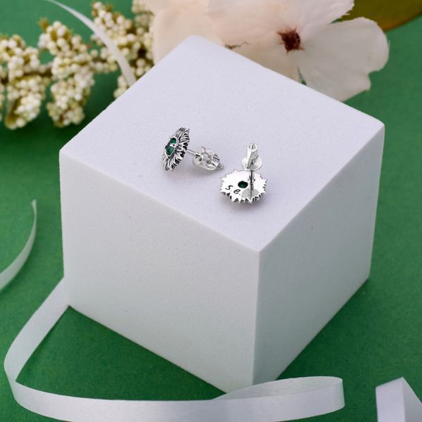 Сережки пусети Соняшник Emerald срібні 925 Zirkon 2508339943 фото