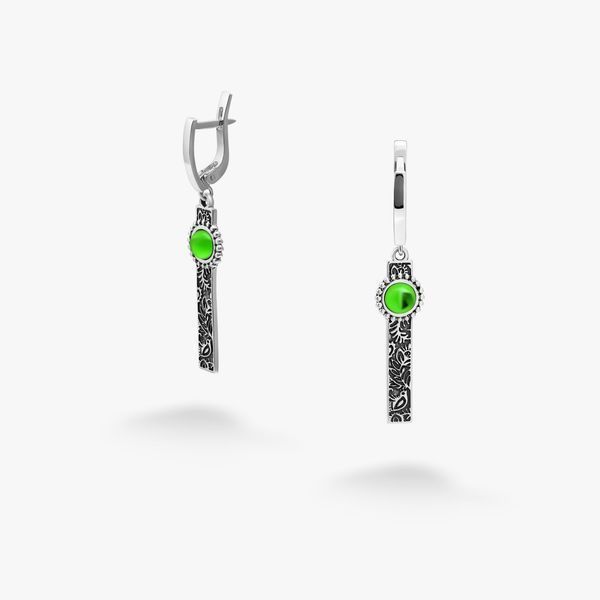 Сережки етнічні срібні з орнаментом Гаївка Erinite 925 153-S23-5145s фото