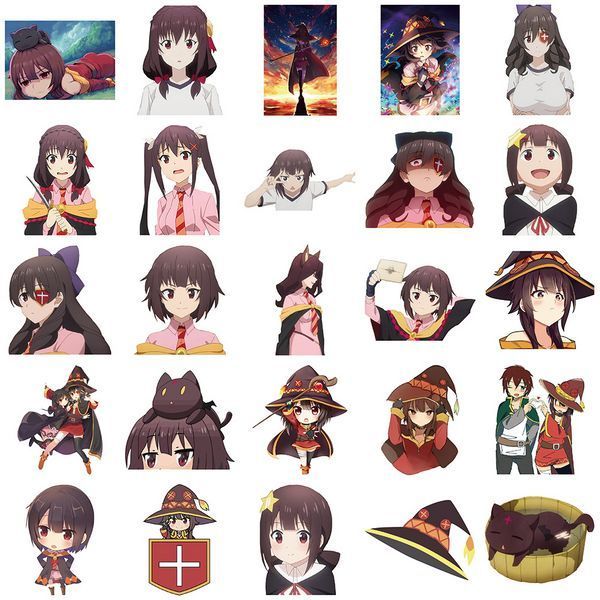 Стікерпак Цей чудовий світ Мегумін Набір наклейок GeekLand KonoSuba Megumin 50 штук 2881874828 фото