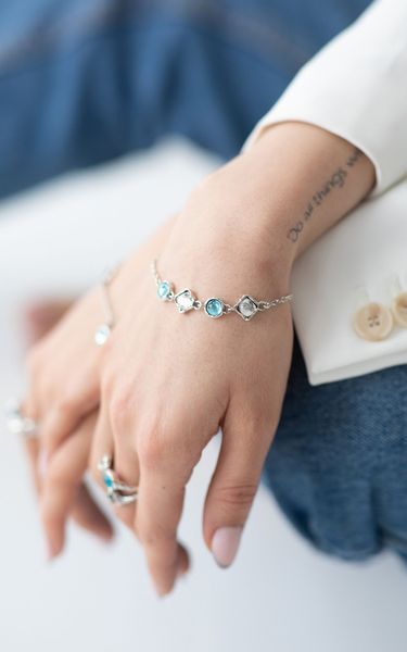 Браслет срібний ланцюговий Ліриди mix Aqua Bohemia 925 17 см+3 см 72-11103S006-5067_1br фото