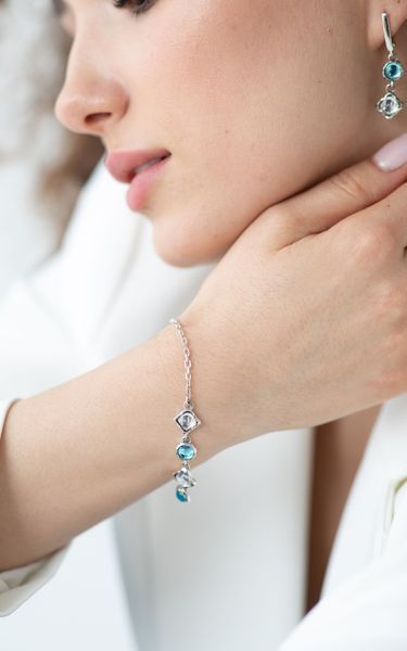 Браслет срібний ланцюговий Ліриди mix Aqua Bohemia 925 17 см+3 см 72-11103S006-5067_1br фото