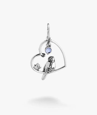 Кулон серебряный с птицей и голубым камнем Соловейко Light Sapphire 925 220-S17-5204p фото