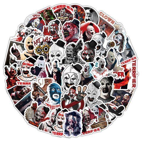 Стікерпак Хоррор Клоун Арт Набір наклейок GeekLand Horror Art the Clown 50 штук 2982709781 фото