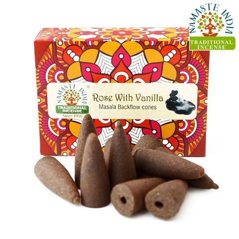 Ароматические конусы Роза с ванилью Namaste India Back Flow cones Rose Vanilla 2830294356 фото