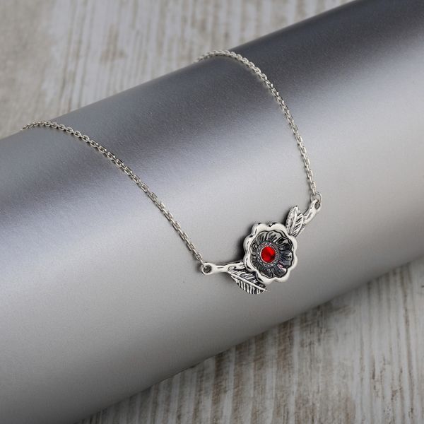 Колье серебряное с цветком Калачики 925 40см+5см 195-S08-5182-1k фото