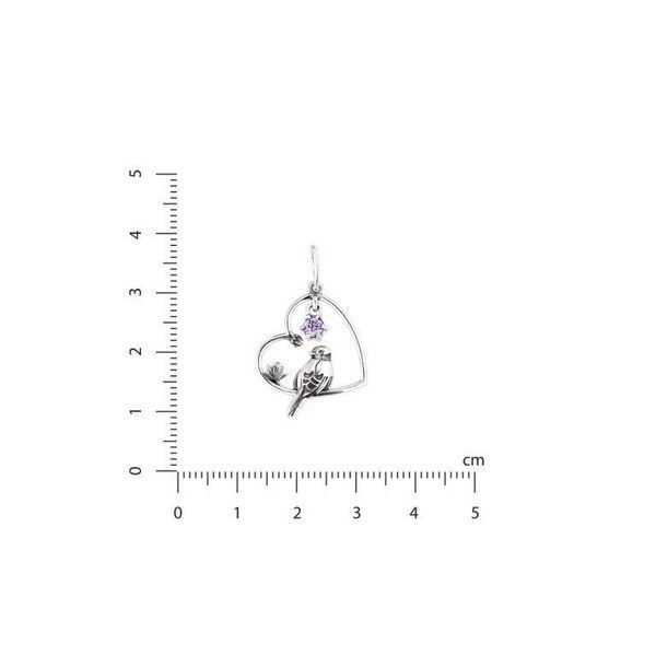 Кулон серебряный с птицей Соловейко Lavender 925 Zirkon 258-S25-5287p фото