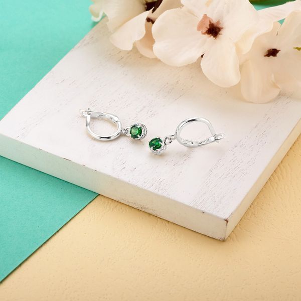 Серьги серебряные с подвесками Цефеида Emerald 925 Zirkon 2749348257 фото