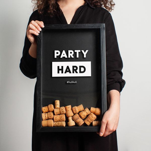 Копилка для винных пробок "Party hard", Чорний, Black, англійська HK-vin-10 фото