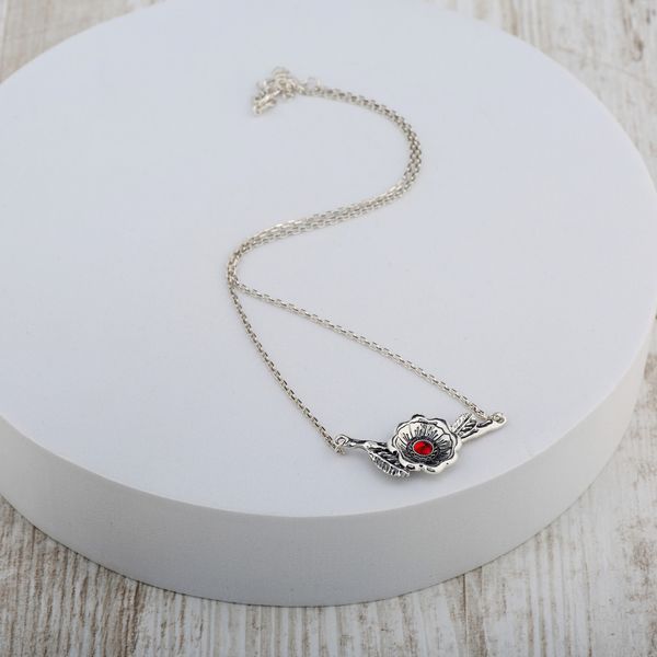 Колье серебряное с цветком Калачики 925 40см+5см 195-S08-5182-1k фото
