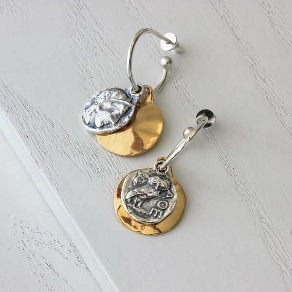 Серьги серебряные с монетами Афина gold 925 28-12404SG-5064s фото