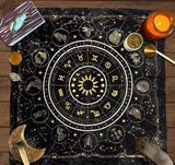 Скатерть для карт таро "Зодиак" 75х75 см черная 2872974824 фото