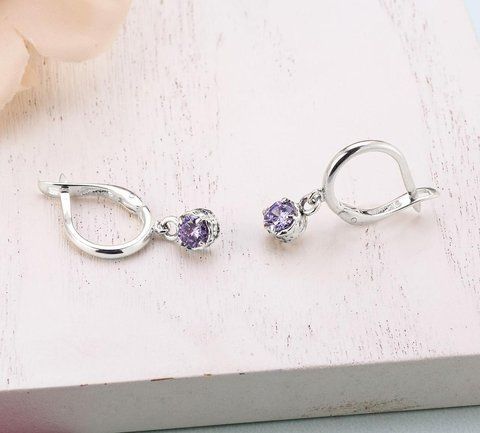 Серьги серебряные с подвесками Цефеида Lavender 925 Zirkon 2749348258 фото