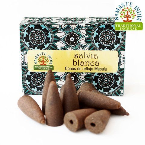 Ароматические конусы Белый шалфей Namaste India Back Flow cones White sage 2830294357 фото