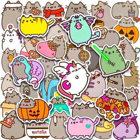 Стікерпак Набір наклейок GeekLand Пушин Pusheen 50 штук вид 537 2881874323 фото