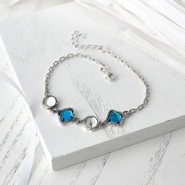 Браслет Ліриди mix Dark Aquamarine 925 17 см+3 см 72-11103S05-5067_1br фото