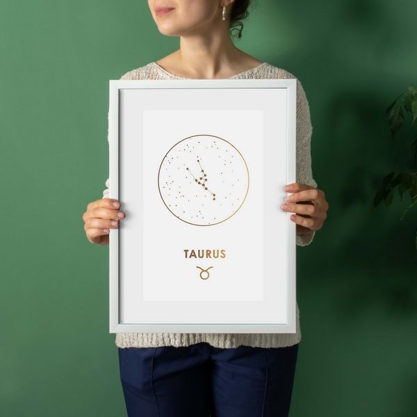 Постер "Зодиак: Телец" фольгированный А3, gold-white, gold-white, англійська BD-pl-13 фото
