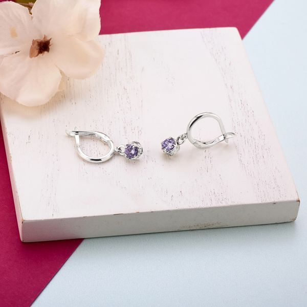 Сережки срібні з підвісками Цефеїда Lavender 925 Zirkon 2749348258 фото