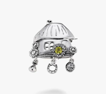 Брошка срібна з хризолітом Хатка Mini Chrysolite 925 Сонях 237-S21-0229b фото