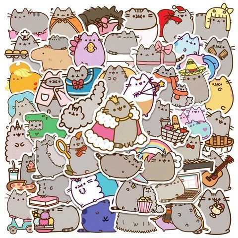 Стікерпак Набір наклейок GeekLand Пушин Pusheen 50 штук вид 718 2881874324 фото