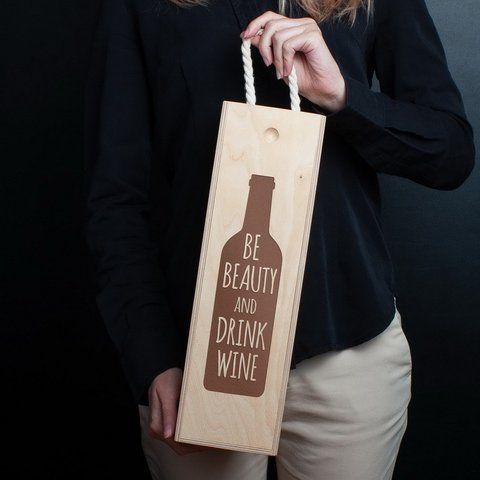 Коробка для вина на одну бутылку "Be beauty and drink wine", англійська BD-box-36 фото