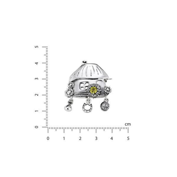 Брошка срібна з хризолітом Хатка Mini Chrysolite 925 Сонях 237-S21-0229b фото