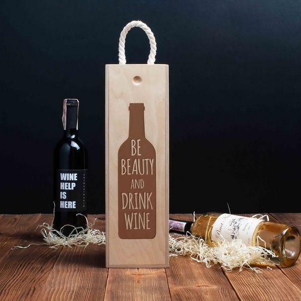 Коробка для вина на одну бутылку "Be beauty and drink wine", англійська BD-box-36 фото