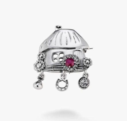 Брошка срібна з рубіном та підвісками Хатка Mini Ruby 925 Сонях 237-S22-0229b фото