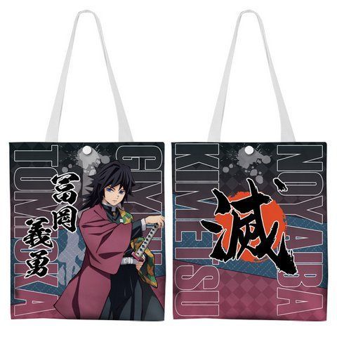 Шоппер еко-сумка Клинок розсікаючий демонів Гію Томіока Demon Slayer Giyuu Tomioka 33 х 37 см двосторонній 2860535776 фото