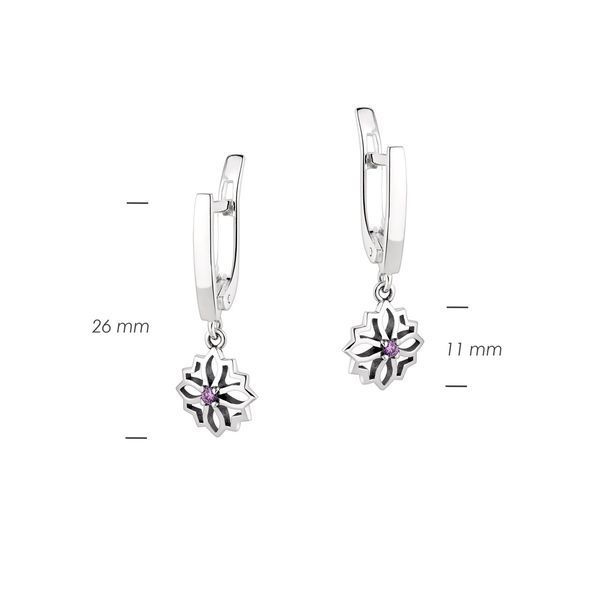 Сережки срібні з підвісками Витинанка Amethyst 925 Zirkon 2686058585 фото