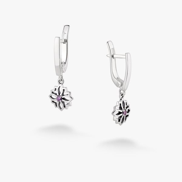 Сережки срібні з підвісками Витинанка Amethyst 925 Zirkon 2686058585 фото