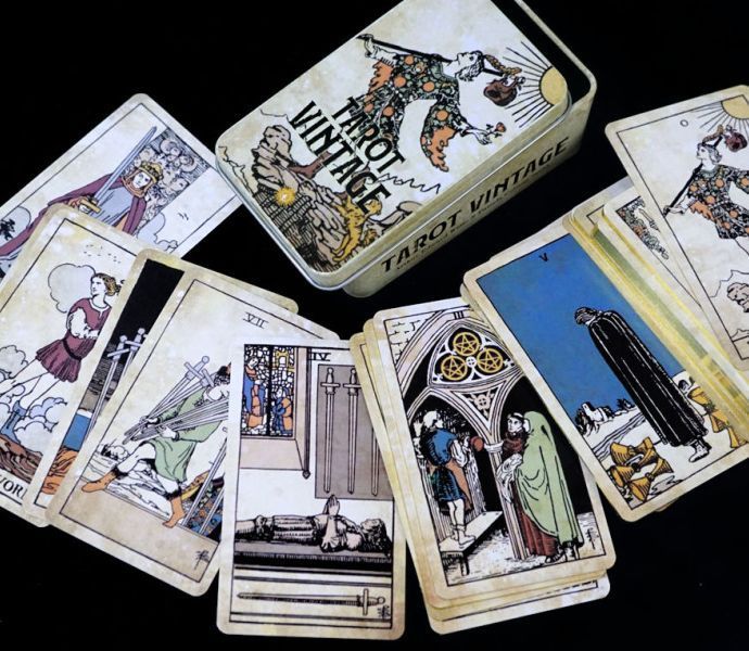 Карти Вінтажне Таро Вейта Tarot Vintage в металевій коробці 2515654128 фото