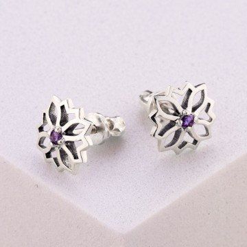 Серьги пусеты серебряные Вытынанка Amethyst 925 Zirkon 2686058587 фото