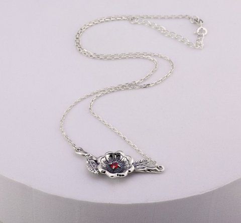 Колье цепочка серебряное с цветком Калачики Granat 925 40см+5см 271-S24-5182-1k фото