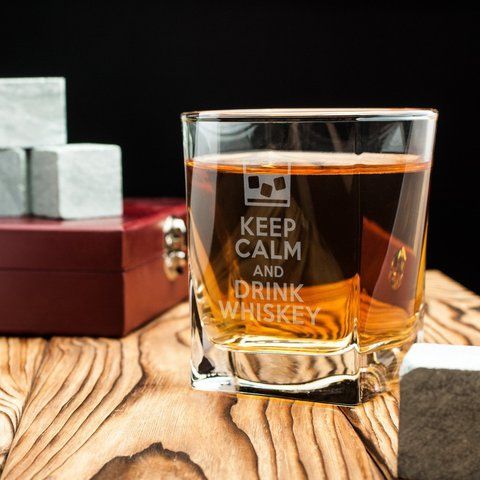 Стакан для віскі "Keep calm and drink whiskey", англійський, Дерев'яна подарункова коробка 2603810698 фото