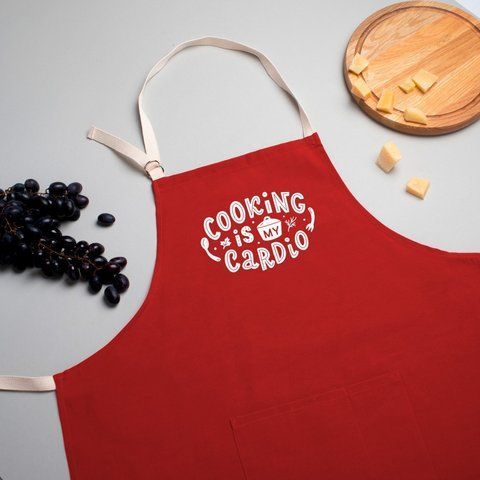 Фартук "Cooking is my cardio", Красный 2603909092 фото