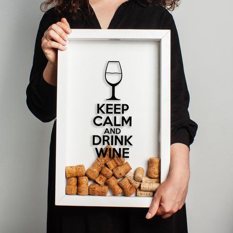 Рамка для винних пробок "Keep calm", Білий, англійський 2603909169 фото
