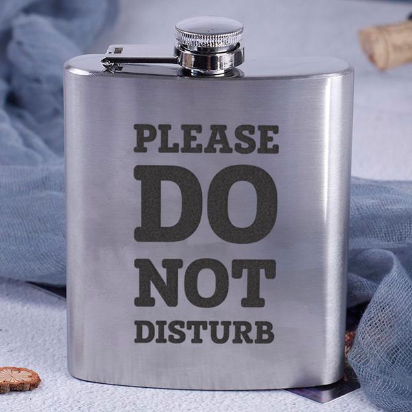 Фляга стальная "Please do not disturb", английский, Деревянная подарочная коробка 2542054022 фото